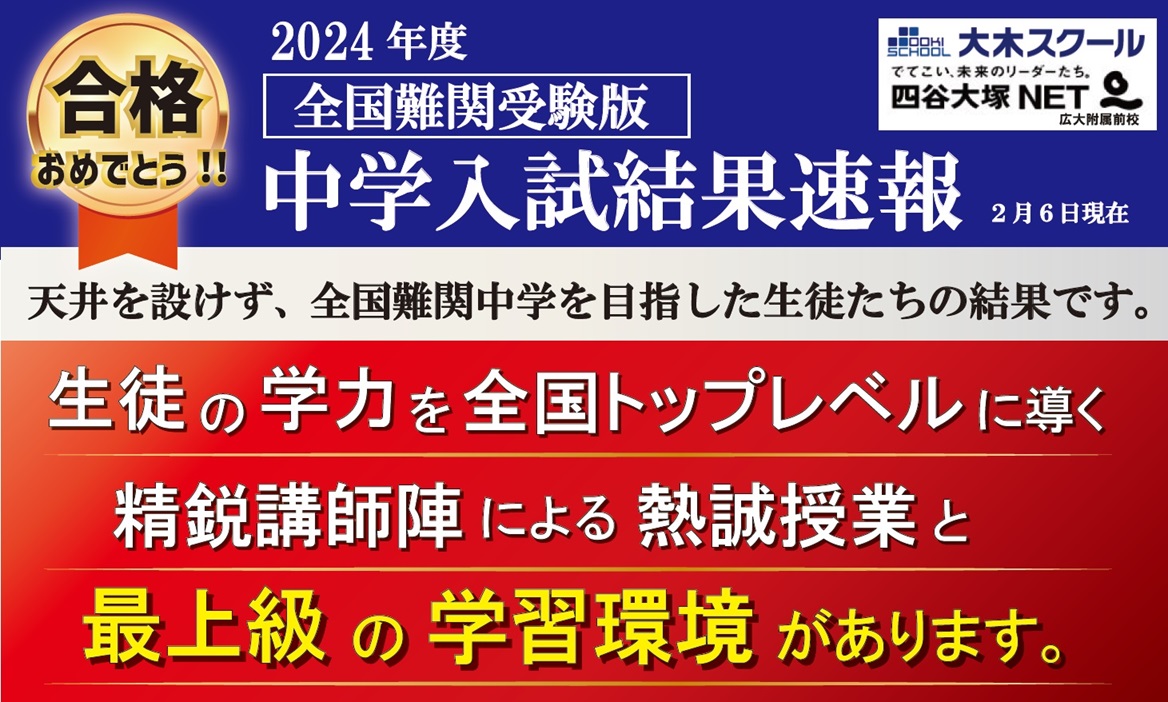 2025難関中学受験合格実績　 | 広島の学習塾・進学塾・個別指導｜大木スクール